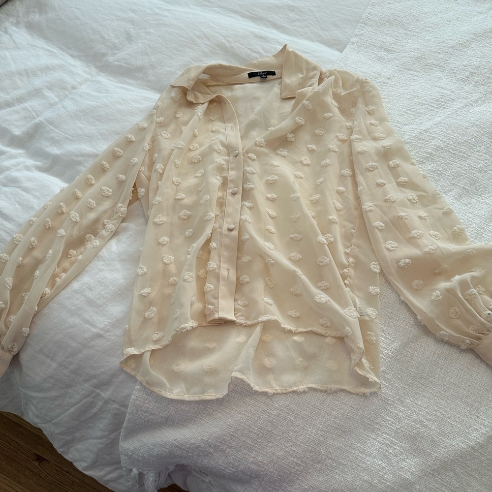 Lulus sheer blouse in cream/ off white size small